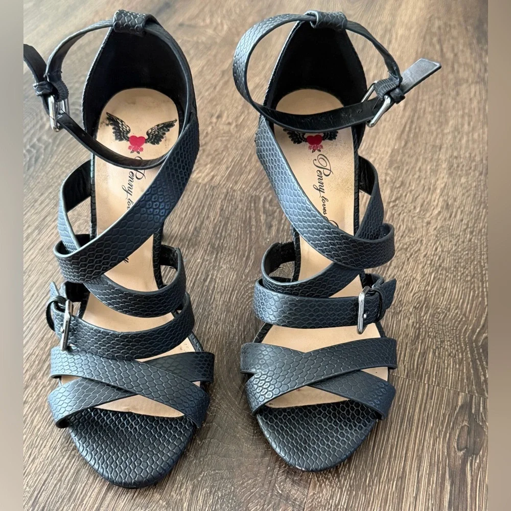 Penny Loves Kenny Black Strappy Heels